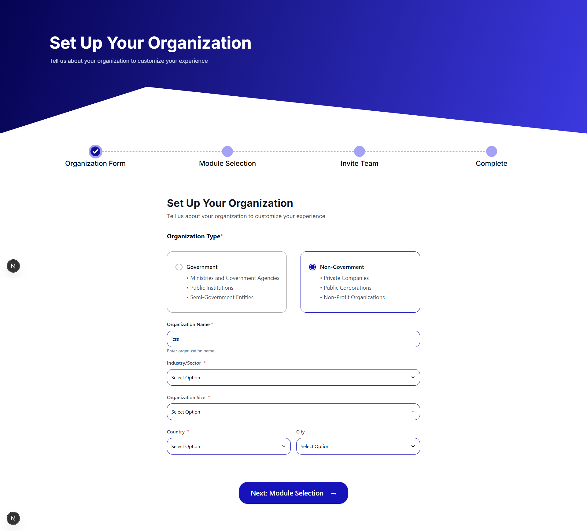5. Organization Setup